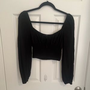 forever 21 long sleeve black peasant top